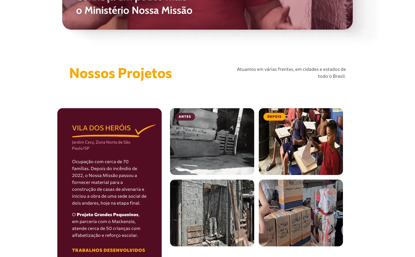 Nossa Missão, tela 1