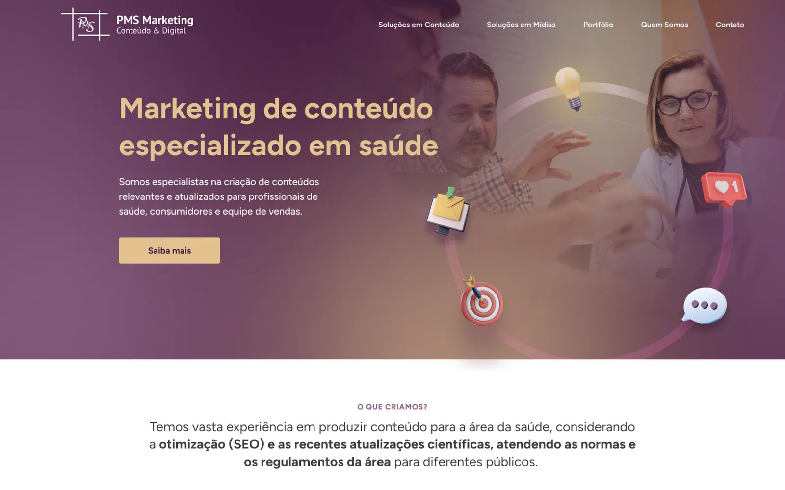 Capa do projeto PMS Marketing